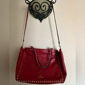 (Used-Excellent) Original Valentino Red Studded Tote Bag